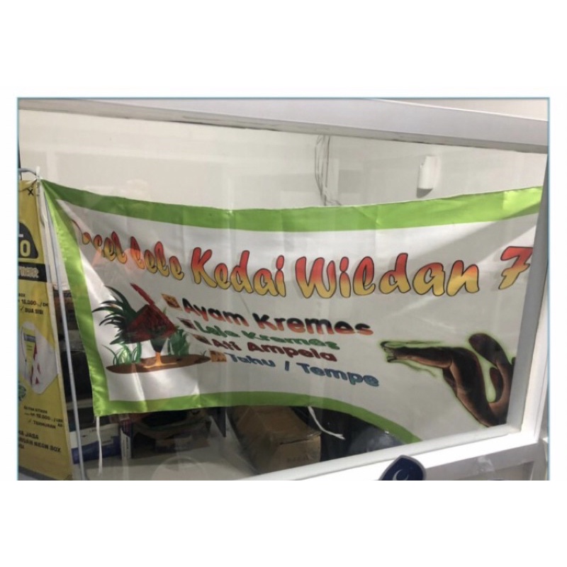 Termurah Catak Spanduk Kain Satin Seafood /Pecel Lele/Ayam Goreng
