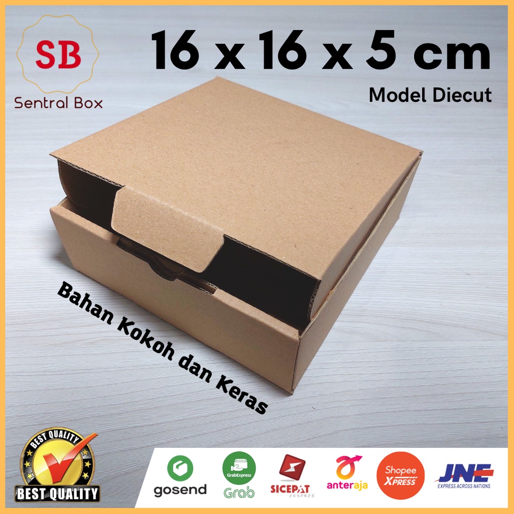

( Min.order 5 pcs ) Kardus 16 x 16 x 5 cm ........ Die Cut( pembelian di atas 10 pcs harga lebih Murah )