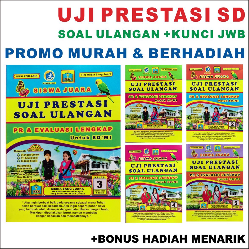 SISWA JUARA UJI PRESTASI SOAL ULANGAN Promo & Berhadiah PR dan EVALUASI ULANGAN LENGKAP SD / MI KELA