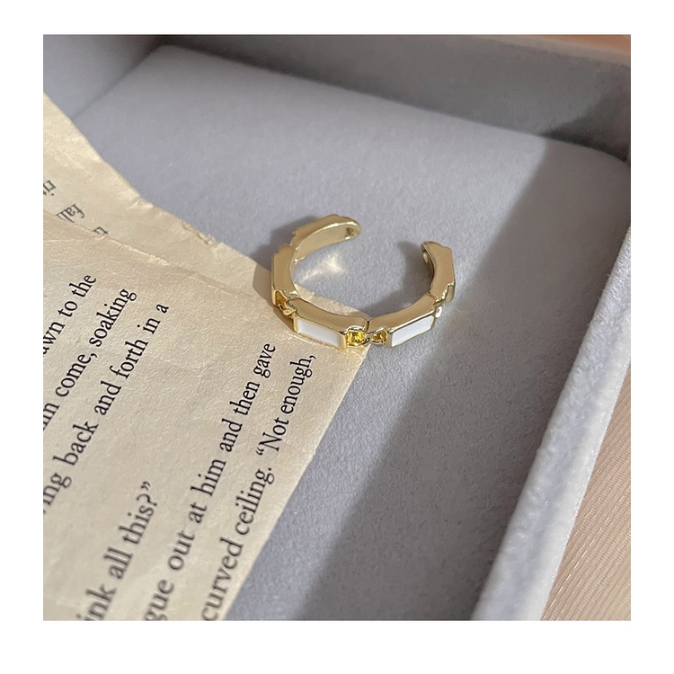 (open ring)Cincin Model Terbuka Bentuk Kotak Warna Putih Gaya Korea (TR - 004)