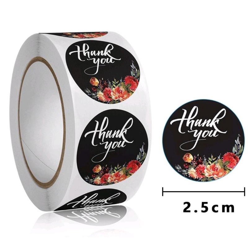 

Stiker Ucapan Terima Kasih Sticker Thank You Hitam Bunga Mawar Black Rose Murah