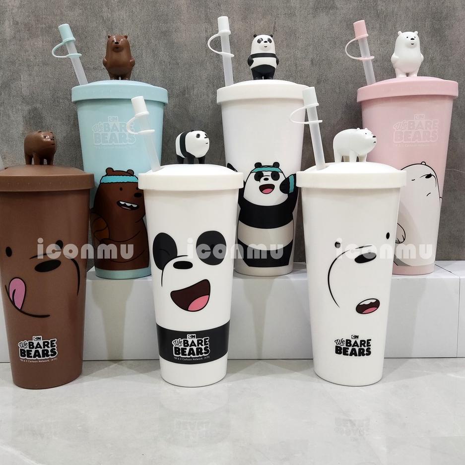 ➛➙❅⋆ Miniso Botol Minum Tumbler Dengan Sedotan Karakter We Bare Bears / WBB Diskon