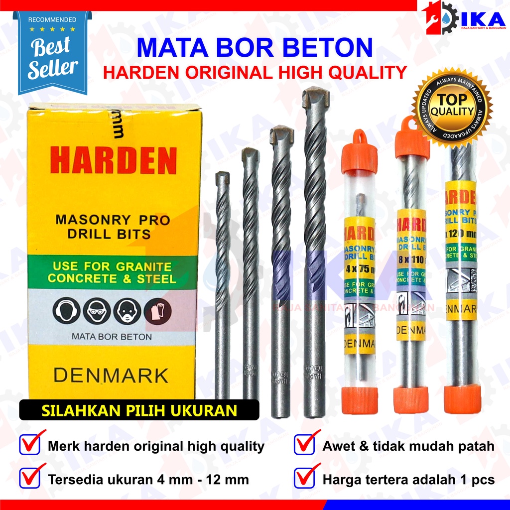 Mata Bor Beton Granit Harden 4 - 5 - 6 - 8 - 10 - 12 mm DRILL TEMBOK DINDING TAJAM KUAT DENMARK