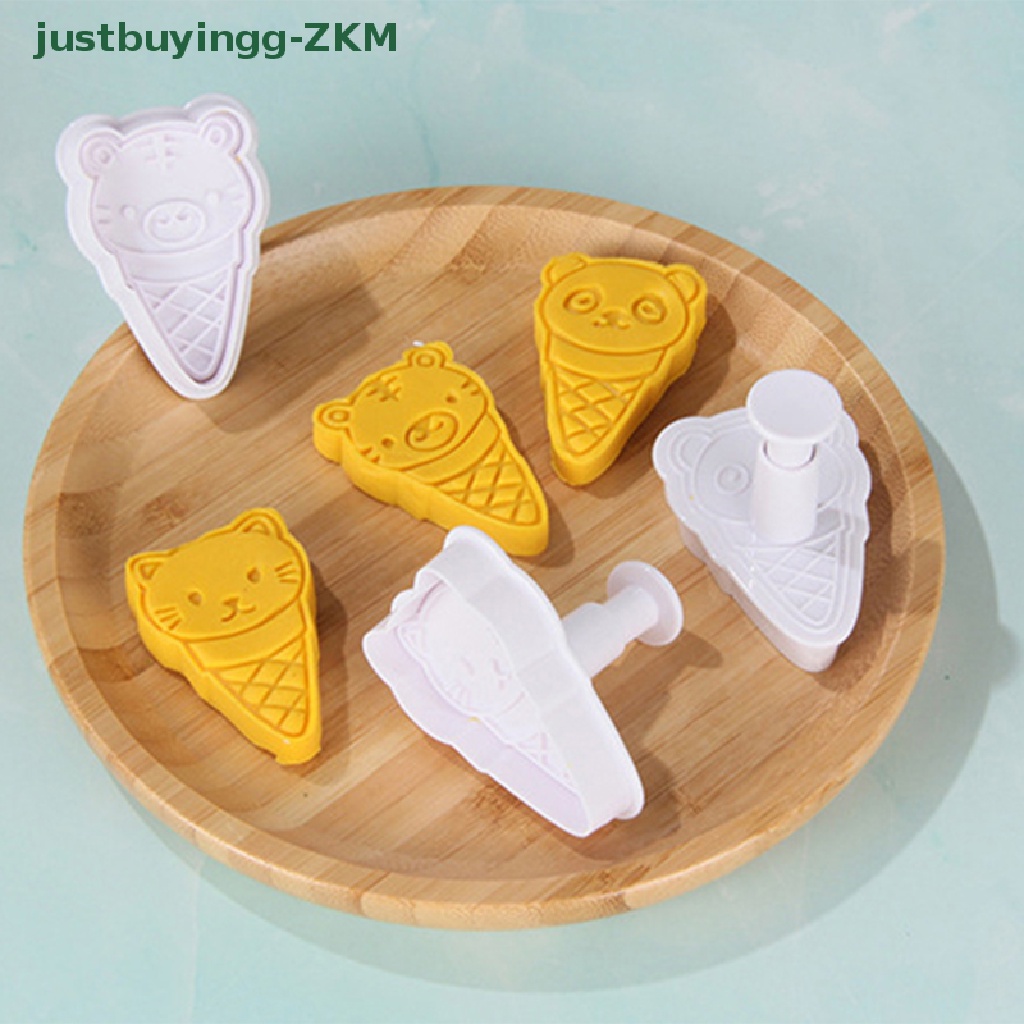 [justbuyingg] 3pcs/set Cetakan Ice Cream Animal Cookie Cutter Fondant Kue Decorag Tools [RICO]