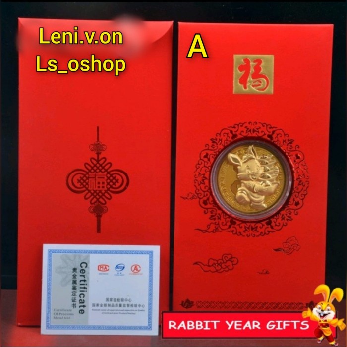 

Angpao Imlek Emas 2023 Kelinci Rabbit Red Pocket Sincia Ampau Tahun Br - Model C ( A )