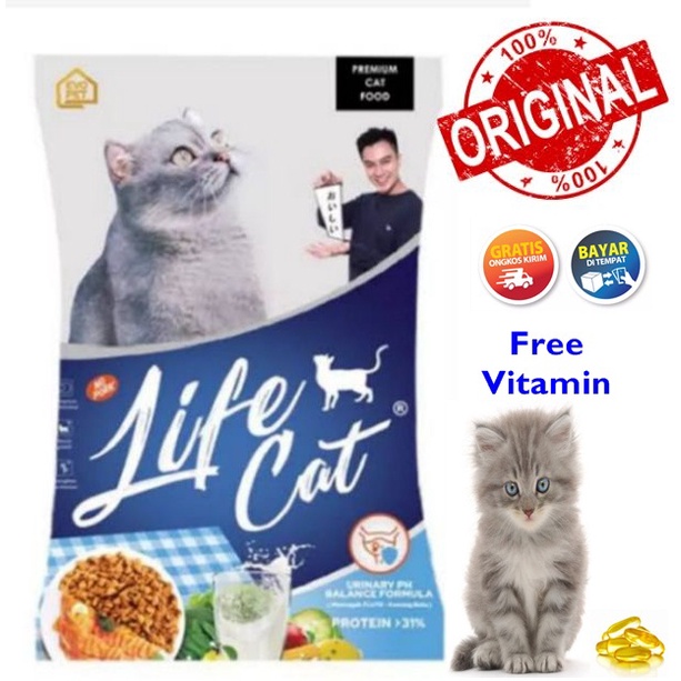 Makanan Kucing Life Cat 500gr Free Vitamin Premium Quality Dewasa &amp; Kitten Dry Food Pakan Kering Pelet