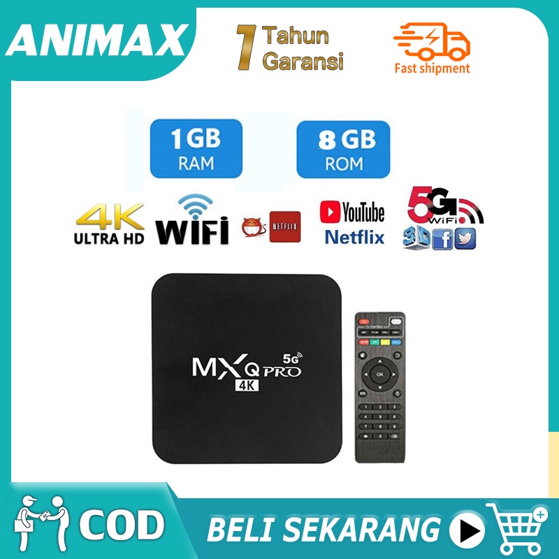 ANIMAX Shop Android TV Box RAM 1GB/ROM 8GB/5G Wifi Android 10.0 Full Baru TV Box Digital TV Set Top Box