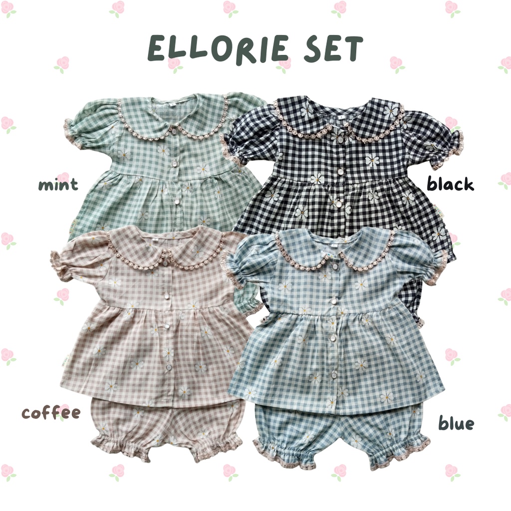 setelan anak perempuan 1 2 3 tahun baju anak perempuan balita ELLORIE set setelan one set anak perempuan cewek baju bayi perempuan cewek