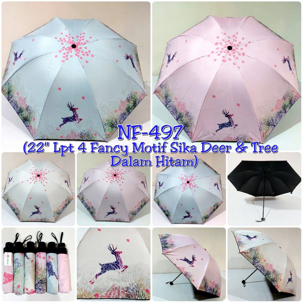 Payung Lipat 4 Fancy Motif Rusa NF497