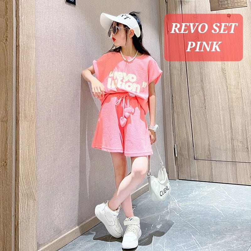 REVO SET BAJU SETELAN CASUAL ANAK CEWEK REMAJA KOREA IMPORT FASHION