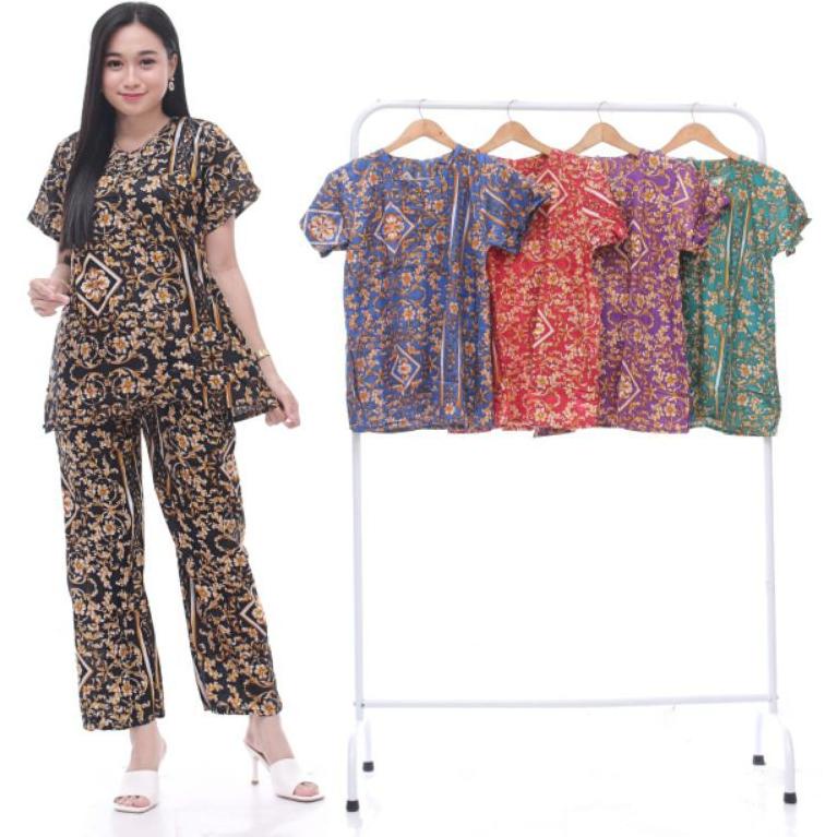 VGB.21De22ᴱ– Setelan cp jumbo strip bunga grosir baju murah baju wanita kekinian piyama baju tidur i