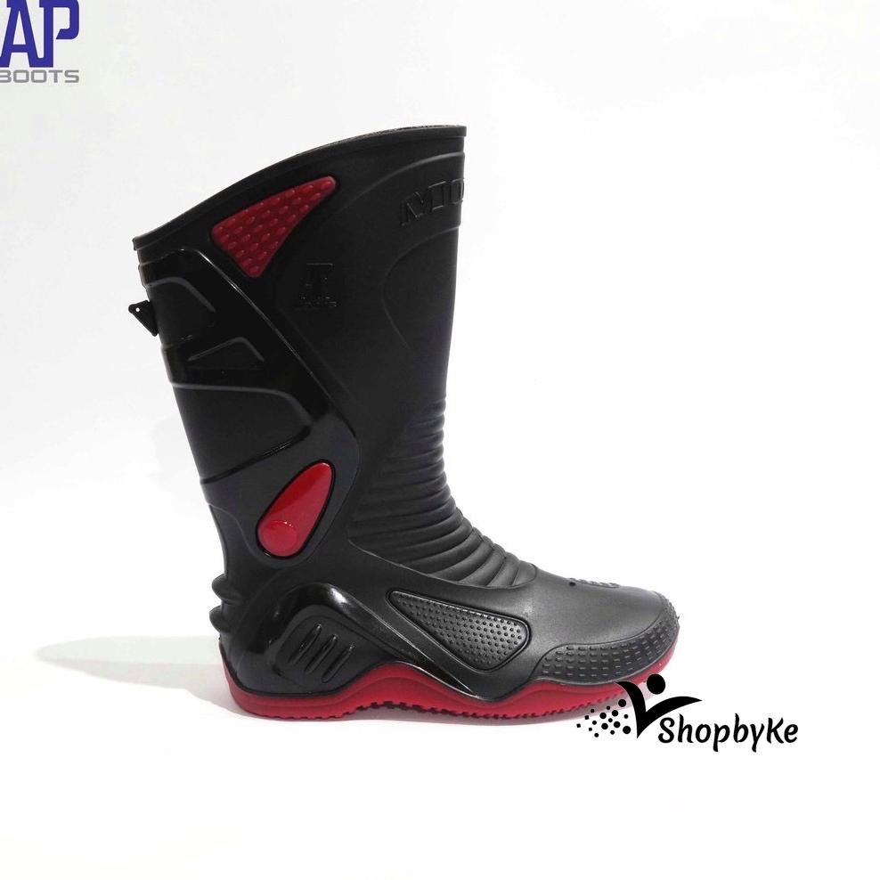 ㅝ Sepatu Boots Karet merk AP MOTO 2 Black/Red Size 38-45 HARGA TERMURAH 3677 ⁂