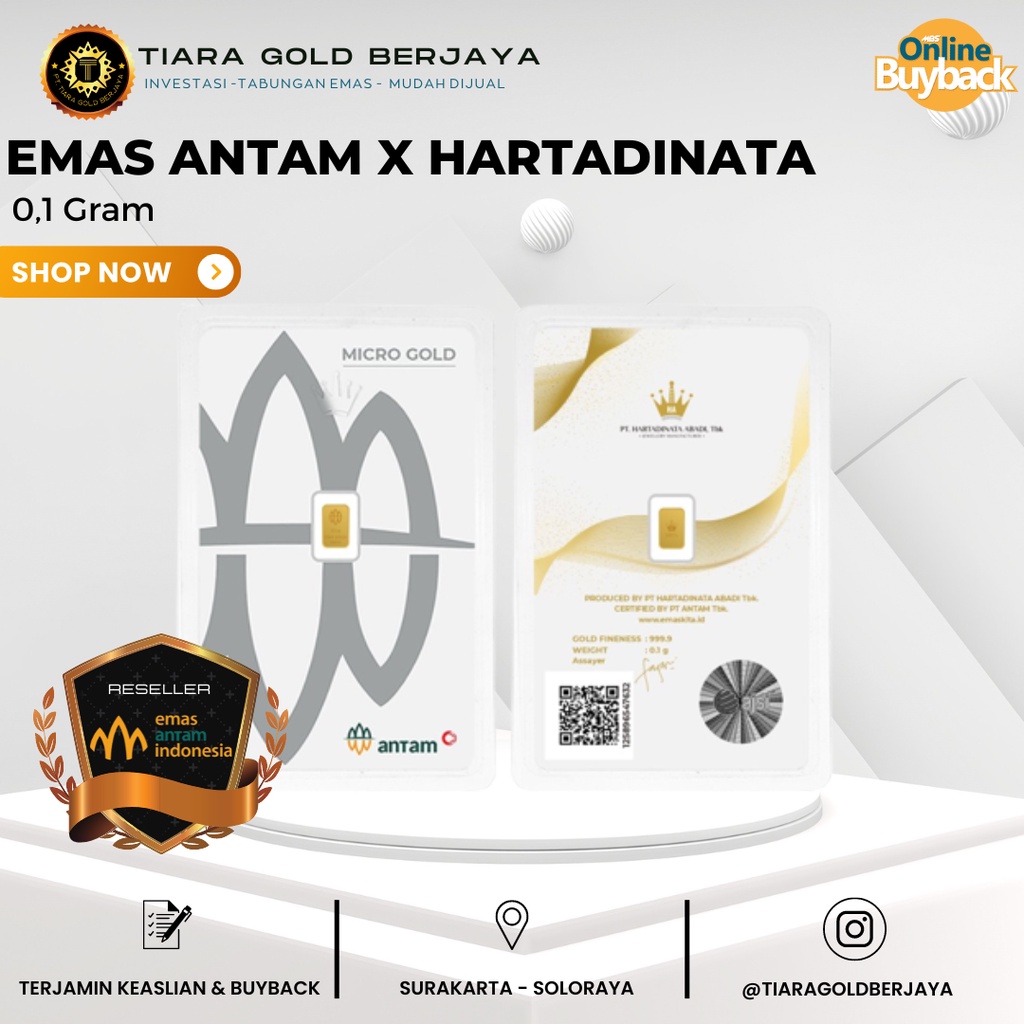 EMAS ANTAM 0,1 GRAM LOGAM MULIA 24KARAT DIJAMIN ORIGINAL 100% EMAS MURNI ASLI  / MINIGOLD /MINIGRAM 