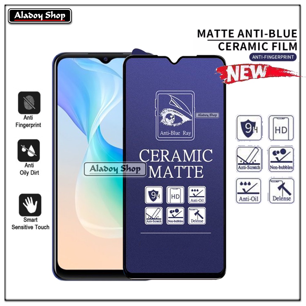 PAKET 3IN1 Anti Gores Blue Matte Anti Glare Vivo Y33T/Y33S + Tempered Glass Camera dan Skin Carbon