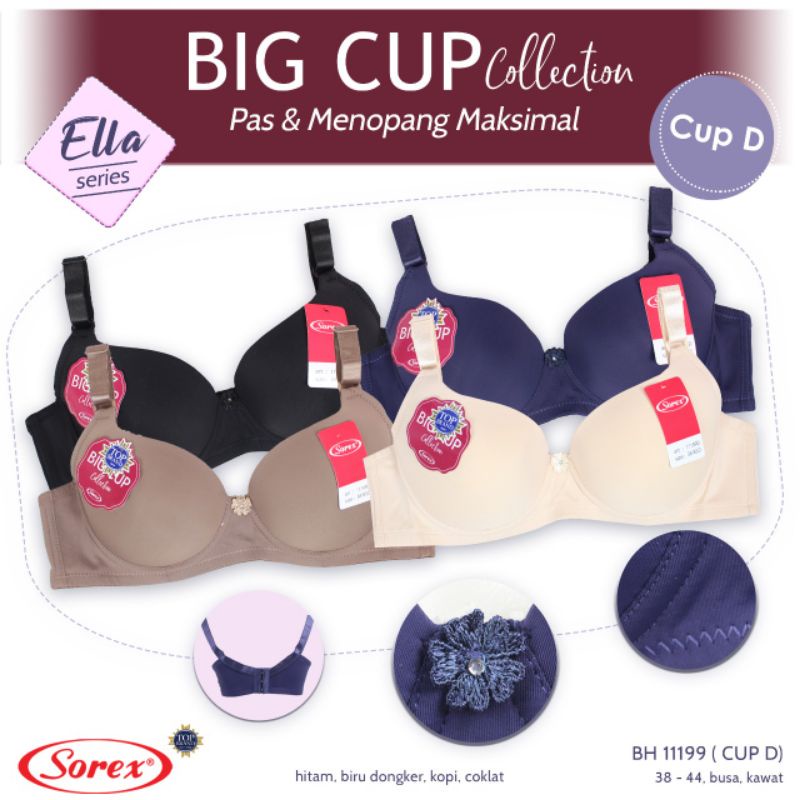 BH BRA 11199 SOREX CUP D KAITY 3 ADA KAWAT - Sorex big cup collection silky bra /bh 11199D (Ella series)cup besar D kawat, busa, (38-44)BH SOREX 11199D | Celana Dalam Busa dan Kawat | Cup D ARA98STOREBRA BESAR // BH SOREX BIG CUP 11199D