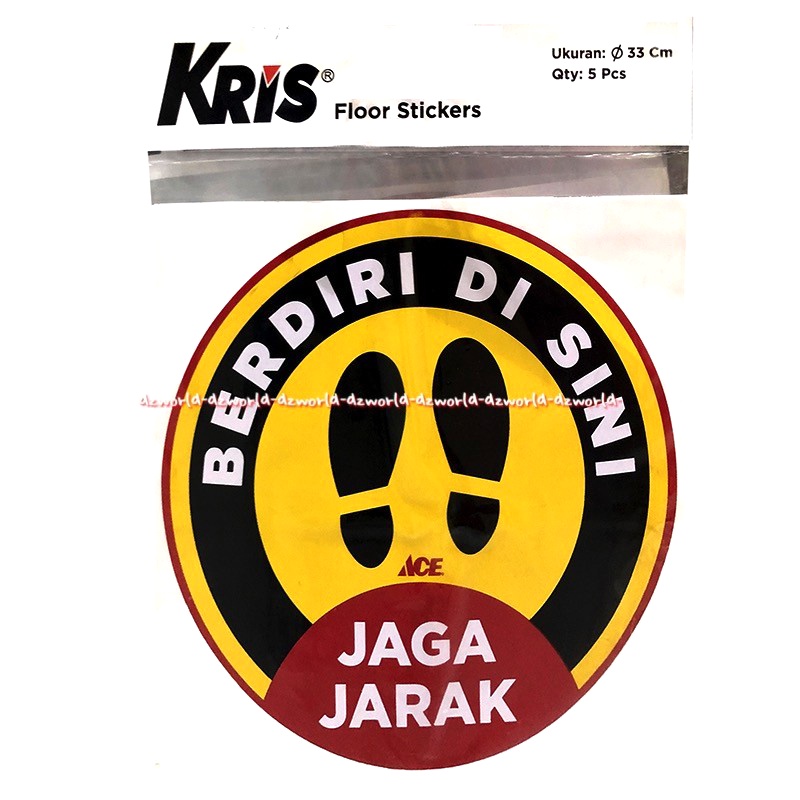 Kris Floor Stiker Berdiri Di Sini Jaga Jarak 5pcs Sticker Di  Lantai Bulat Krisbow Ace Stickers Standing Here Jagajarak Eara Kuning Batas Jarak