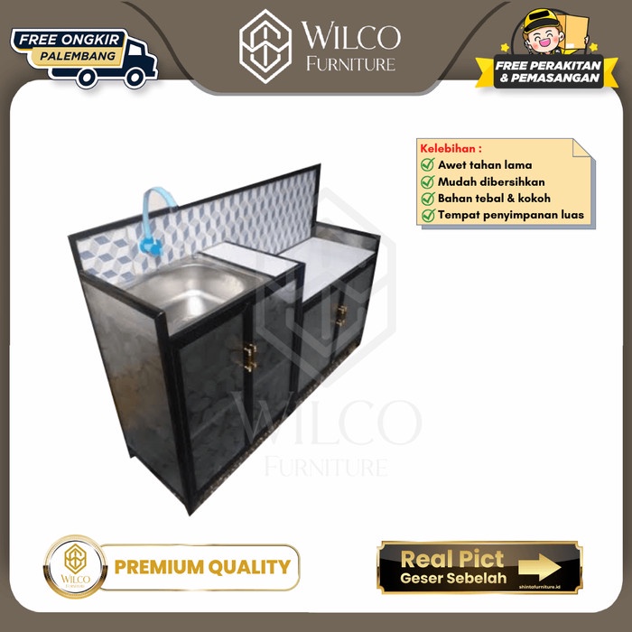 Meja Kompor Dapur Aluminium + Rak Wastafel Cuci Piring Aluminium