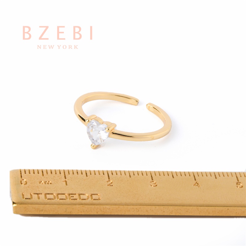 Bzebi Cincin Emas Berlian 18k Cincin Terbuka Dapat Disesuaikan Anti Karat Gaya Korea Aksesoris Fashion Wanita Aksesoris Harian Perhiasan Premium Hadiah Ultah Dengan Box 902r