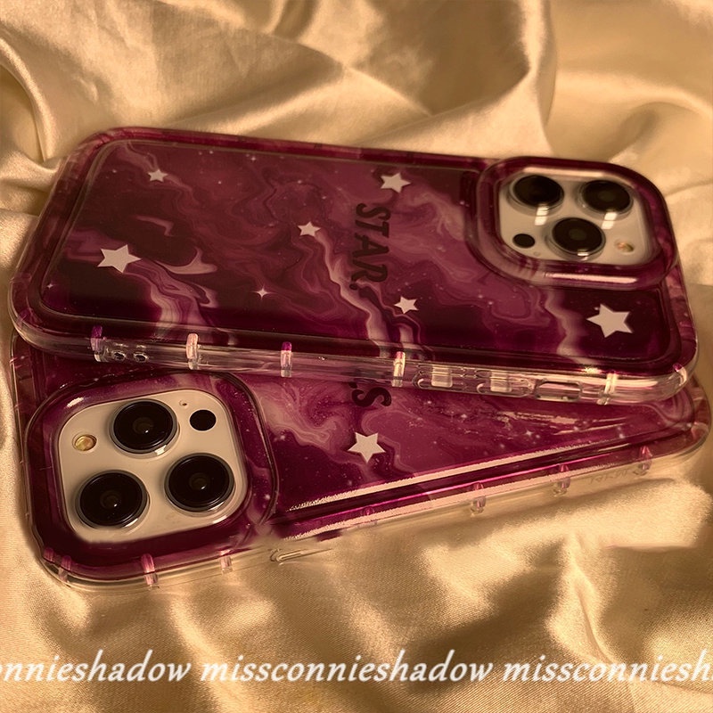 Case Kompatibel Untuk iPhone XR 11 Pro MAX 7Plus 8Plus 14 13 12 Pro MAX 6 6S 7 8 Plus X XS MAX Shockproof Fashion Marble Gradient Starry Sky Star Airbag Lembut TPU Penutup Belakang Anti Jatuh