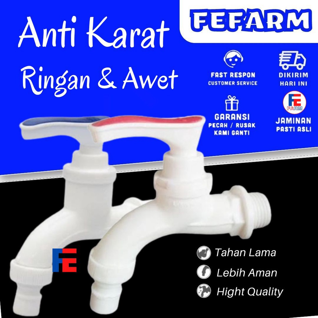 Kran tembok Keran Air Keran PVC Keran Keran Kamar Mandi Taman Kandang 1/2 inch FEFARM