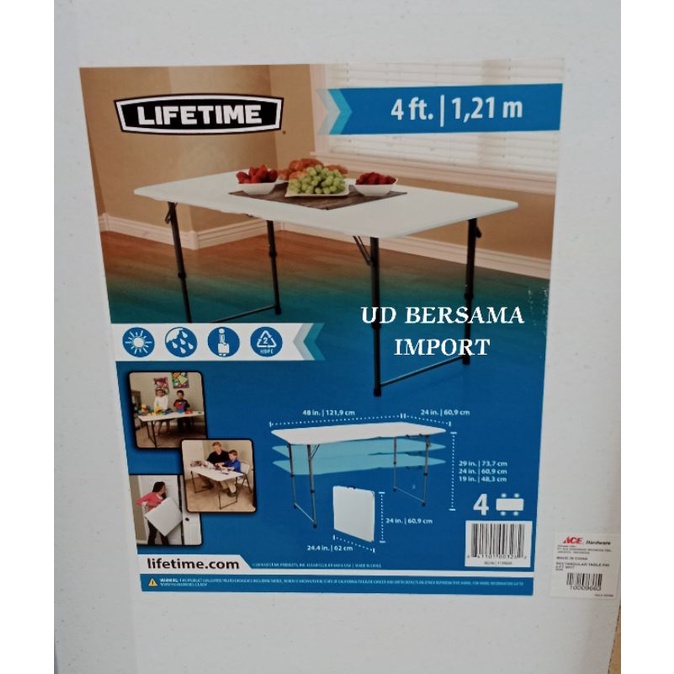 Meja Taman Lipat/Meja Adjustable/Meja Outdoor LIFETIME - Putih