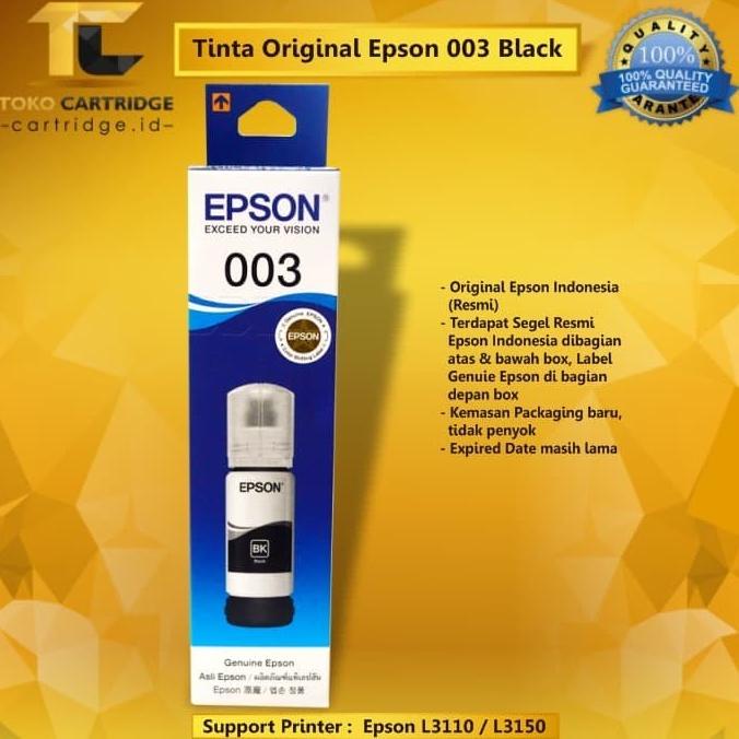 TINTA EPSON 003 BLACK ORIGINAL REFILL INK PRINTER L3110 L3150 L 3110