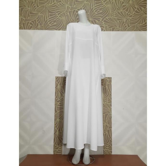 Gamis Wanita Big Size 2L, 3L, & 4L Warna Putih Tulang