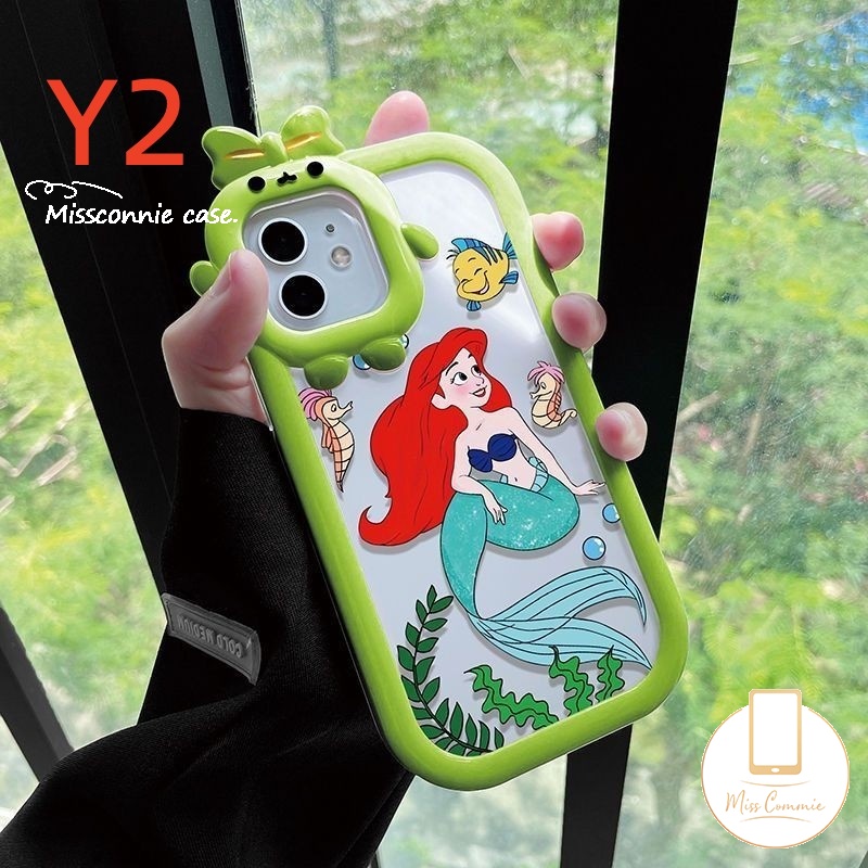 IPHONE Case Cocok Untuk Iphone8 7 6s 6 Plus 11 13 12 14 Pro Max XR XS Max 14 Plus X SE 2020 3D Bow-knot Little Monster Lensa Soft TPU Lucu Disney Mermaid Kartun Winnie the Pooh Cover