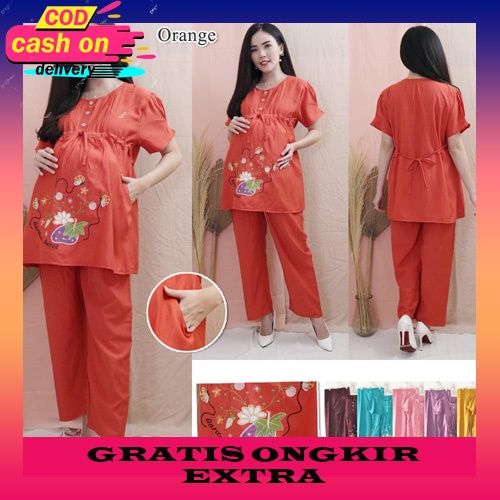 Setelan Ibu Hami /Setelan Menyusui /Pakaian Ibu Hamil Menyusui /One Set Ibu Hamil Stelan Bumil Dan B