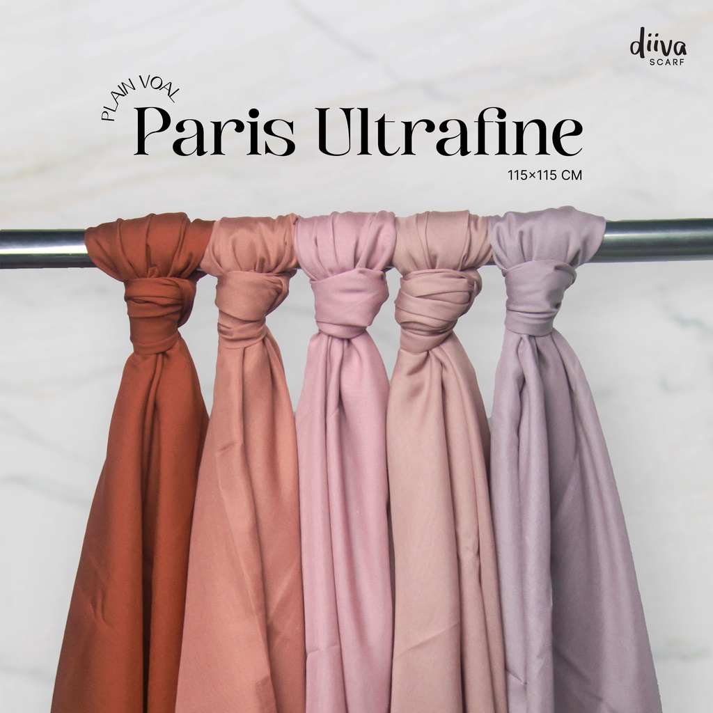 DIIVA SCARF PARIS ULTRAFINE PREMIUM kerudung hijab segi empat polos pink merah ungu