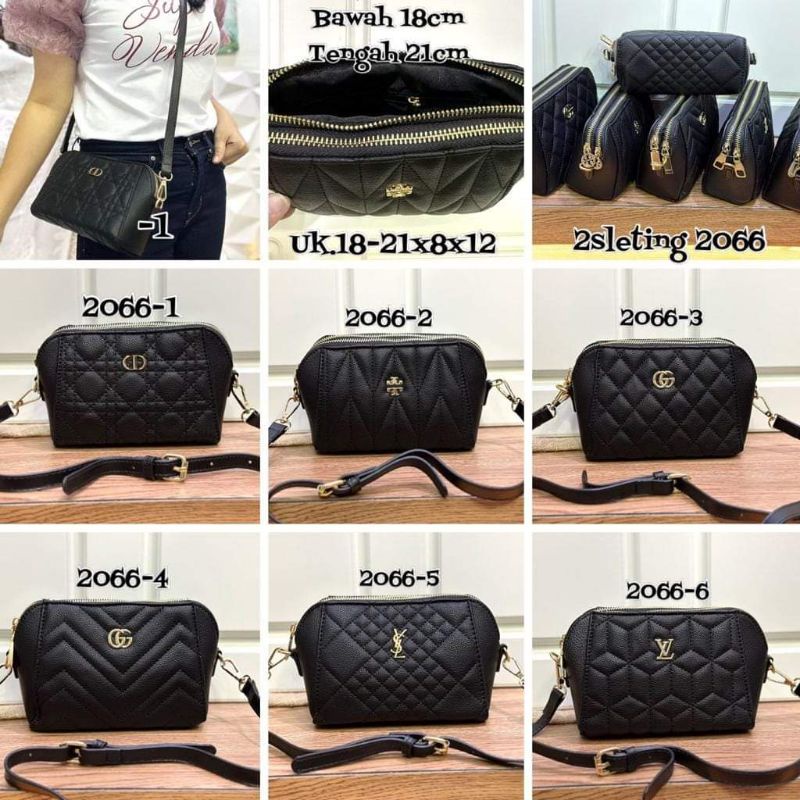 NEW ITEM tas fashion sling mini import 2 ruang kode A16002 / 2066