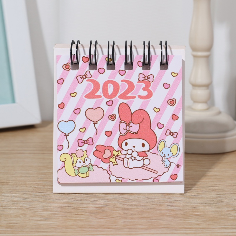 Sanrios My Melody Kuromi Cinnamoroll Desktop Kalender Meja Mini/Kartun Kawaii Rekor Siswa Kalender Tahun Baru2023