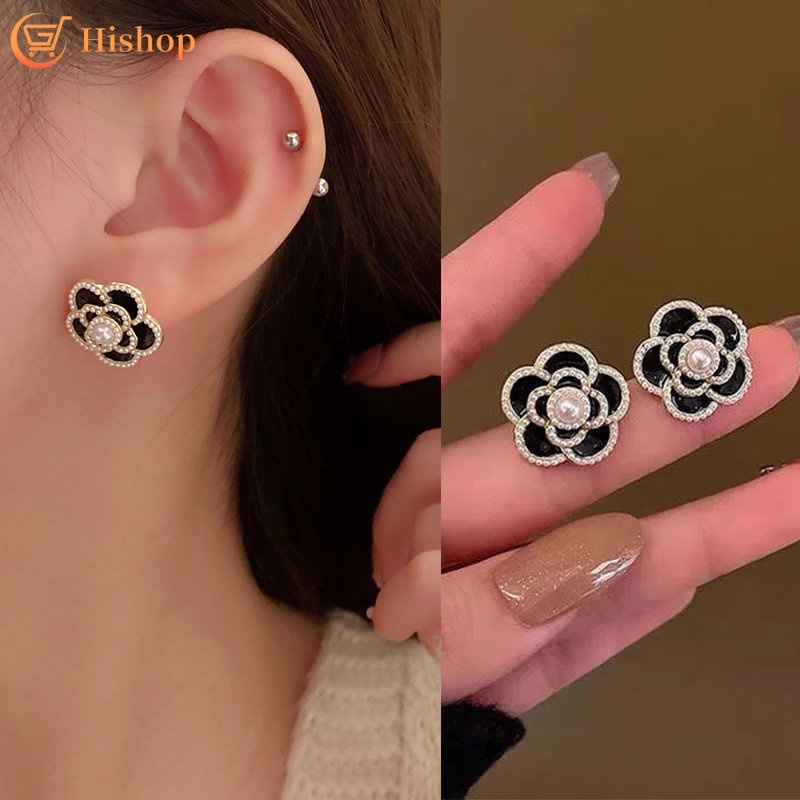 Fashion Mutiara Camellia Anting Tusuk Hypoallergenic Piercing Earring Earings Emas Untuk Perhiasan Aksesoris Wanita