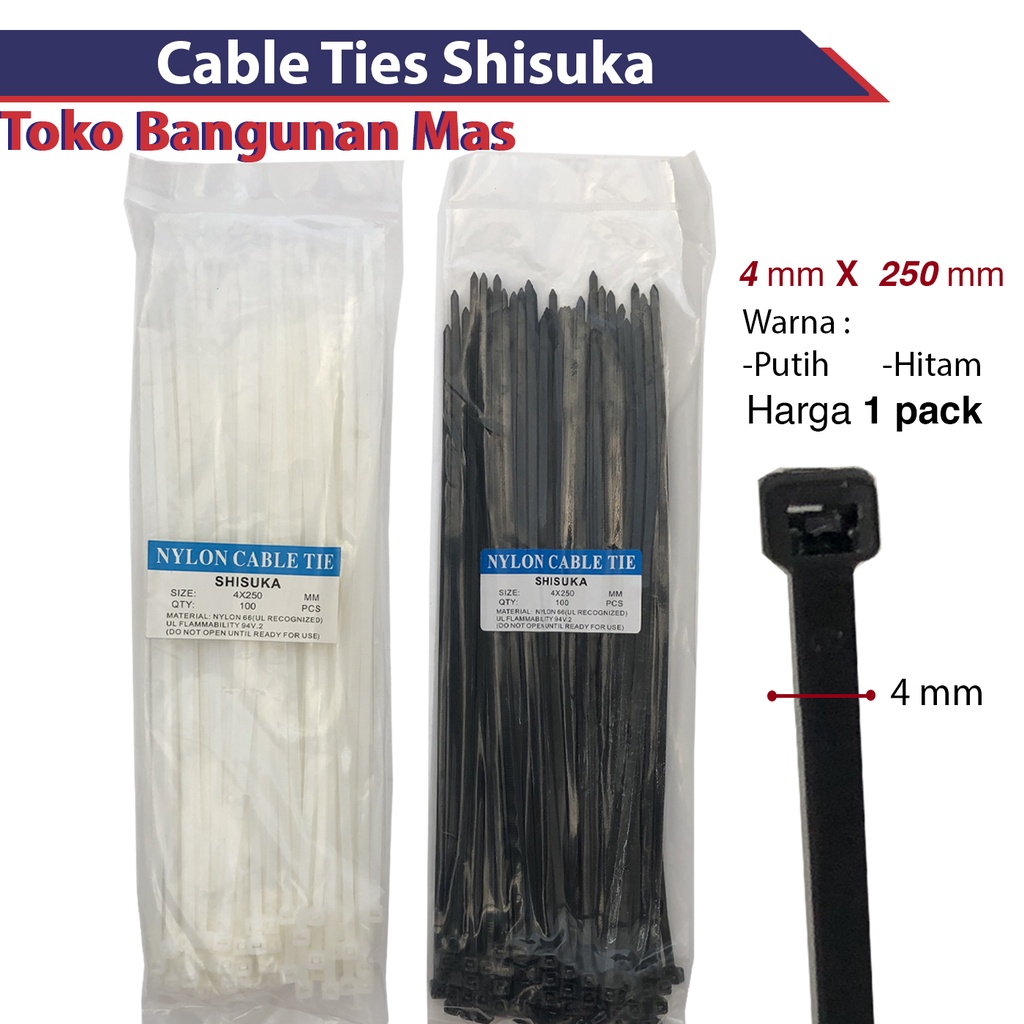 

Kabel Ties SHISUKA Cable Tie 4 x 250 mm (25cm) CV 25 Kualitas SUPER