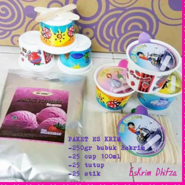 

⍈ PAKET ES KRIM MRCOOL 250gr CUP PRINTING 100ml/BUBUK ICE CREAM ㅚ