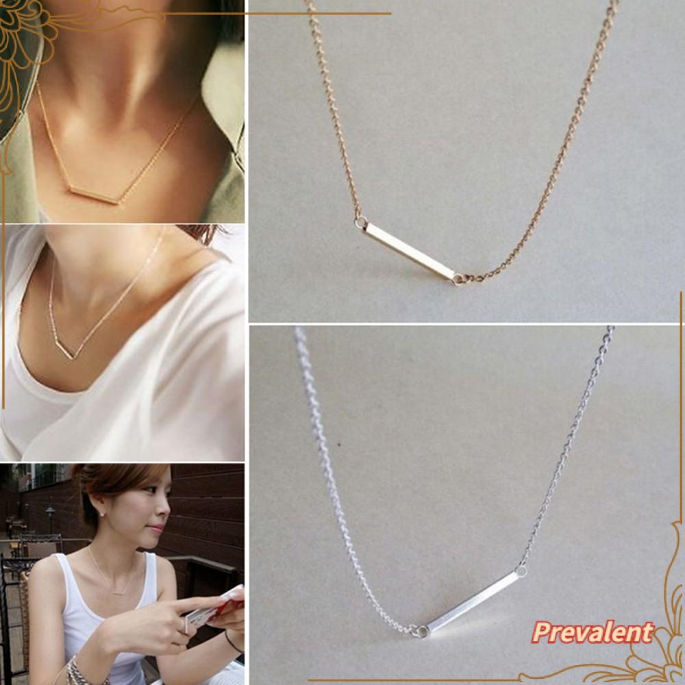 Preva Bone Kalung Wanita Liontin Silver &amp; Gold Horizontal Stick