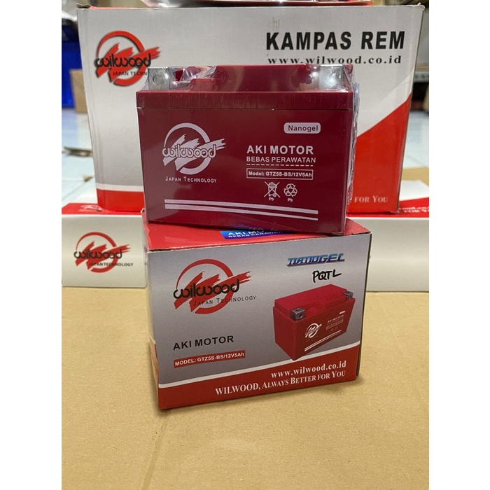 Accu Aki Motor Gtz5S Merk Wilwood Nanogel Technology Original Garansi #Original