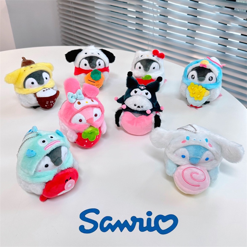 【Ready Stock】Penguin Cross Dressing Sanrio Plush Pendant Soft Stuffed Doll Keychain Kids Gift