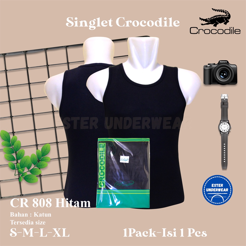 Kaos Singlet Pria CROCODILE CR 808 W Isi 1 Pcs Hitam