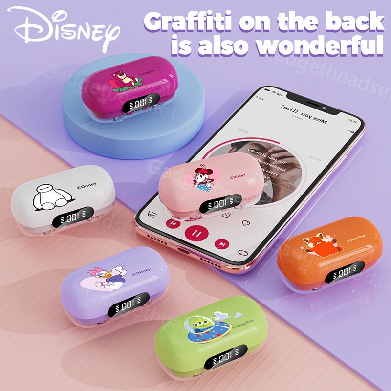 Disney TWS Headset Bluetooth 5.3 Kartun Wireless Earphone 100% Ori untuk Android IOS Mikrofon Support Samsung oppo vivo Earbud gaming