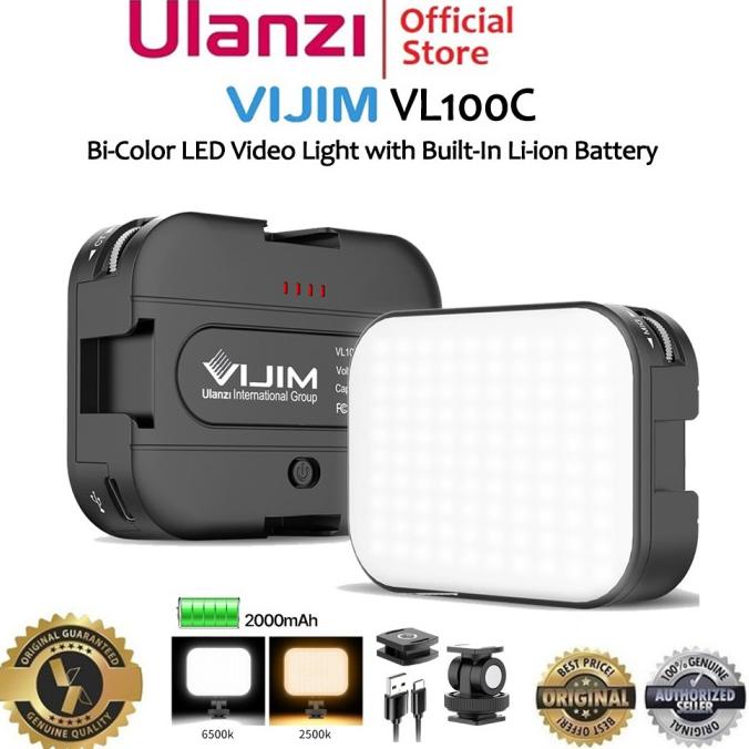Ulanzi Vijim VL100C Bi Color Adjustable LED Video Light Lampu Studio