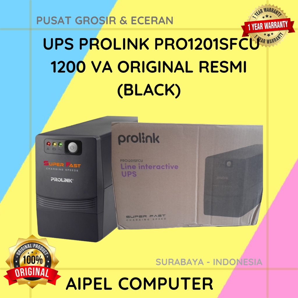 PRO1201 | UPS PROLINK PRO1201SFCU 1200 VA ORIGINAL RESMI (BLACK)