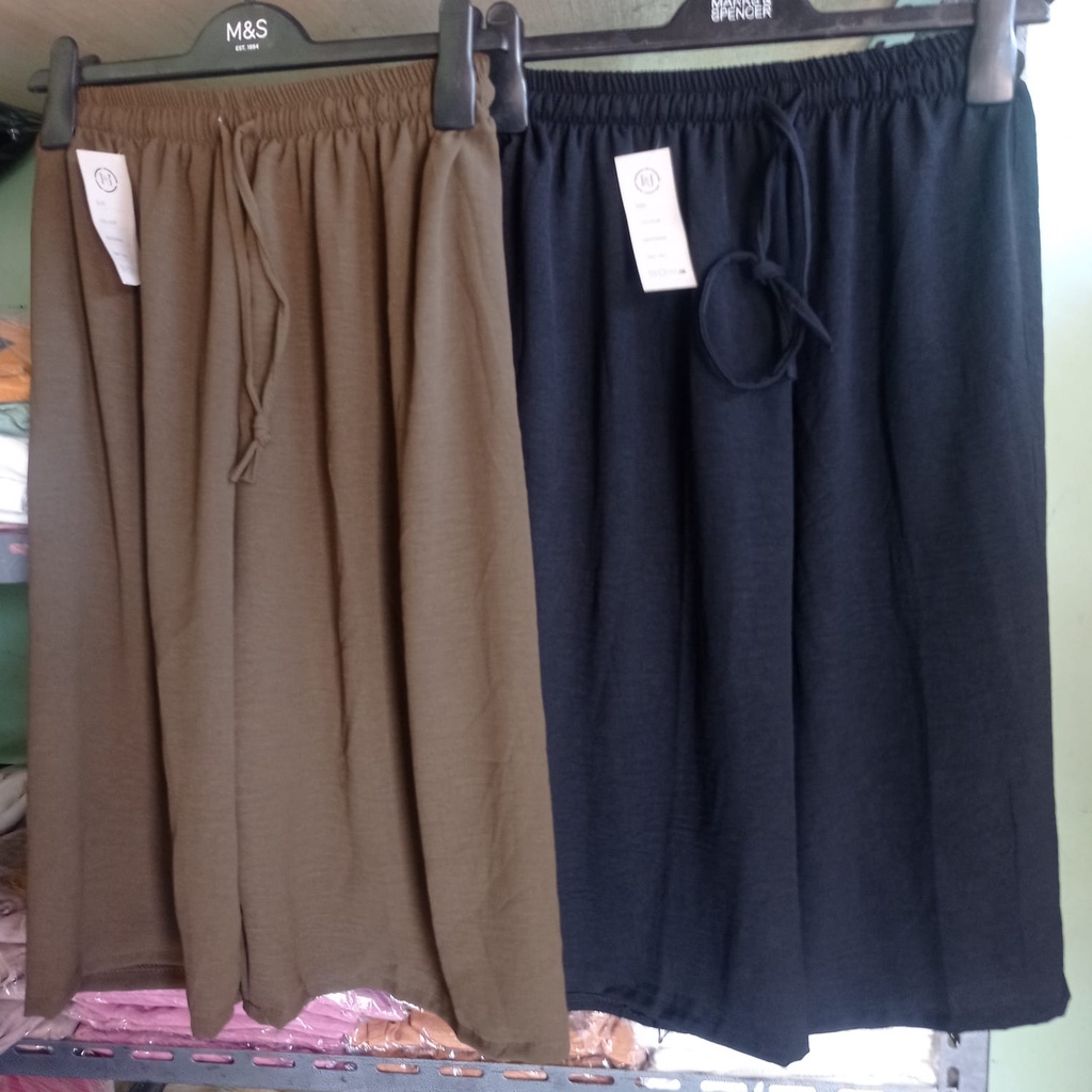 YES Celana Kulot Pendek Jumbo 7/8 Crinkle Polos