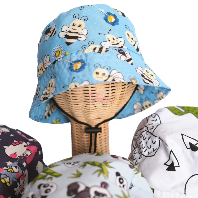 TOPI BAYI/ANAK LAKI/PEREMPUAN / BUCKET HAT MOTIF BOLAK BALIK/2 SISI