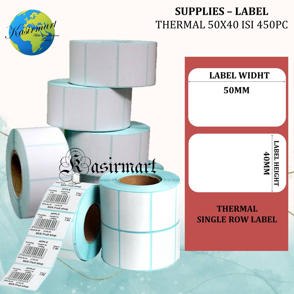 Kertas Stiker Label Thermal 50x40 1 Line isi 450 PC Sticker Timbangan Digital SM100P Superindo Supermarket Buah