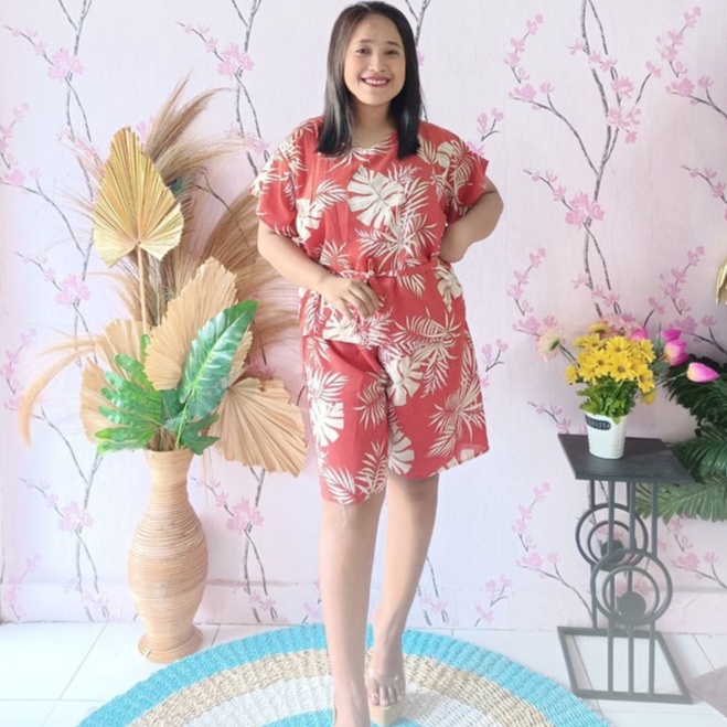 Piyama Wanita Celana Pendek Jumbo Bunga / Setelan Rayon Pendek Jumbo Murah / Pajamas Katun Rayon