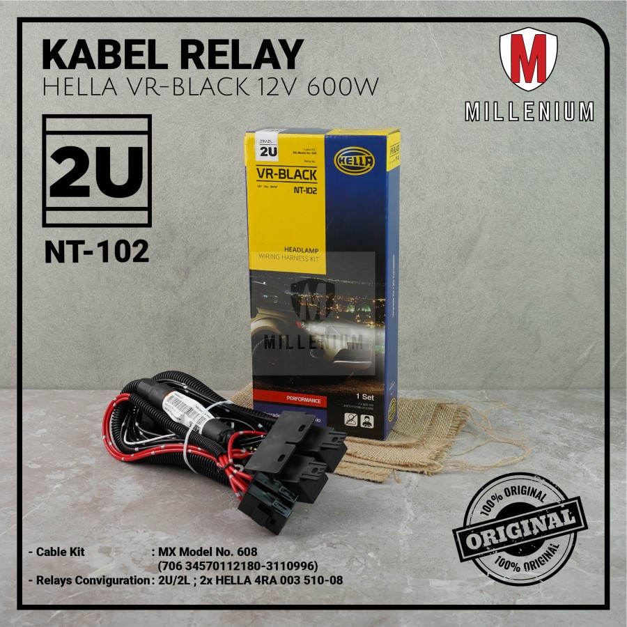 KABEL RELAY LAMPU H4 HELLA VR-BLACK 2 RELAY UNTUK 2 LAMPU UTAMA MOBIL