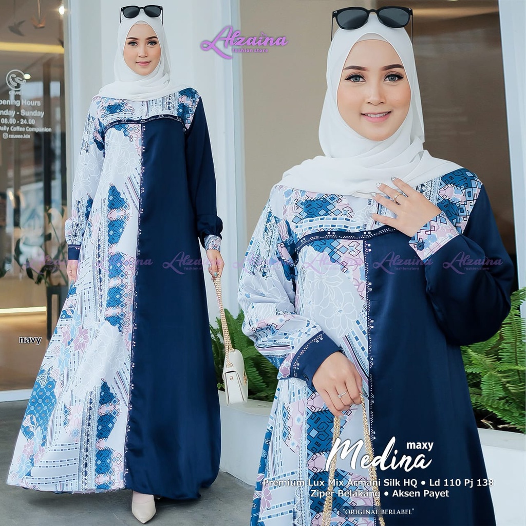 Medina Maxy Abaya Musim Premium Original Fashion Wanita Aksen Payet By Alzaina