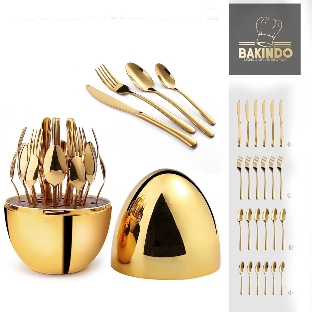 Kingsbakeware Egg Spoon Gold / Sendok Emas Telor / Cutlery set / Sendok gold