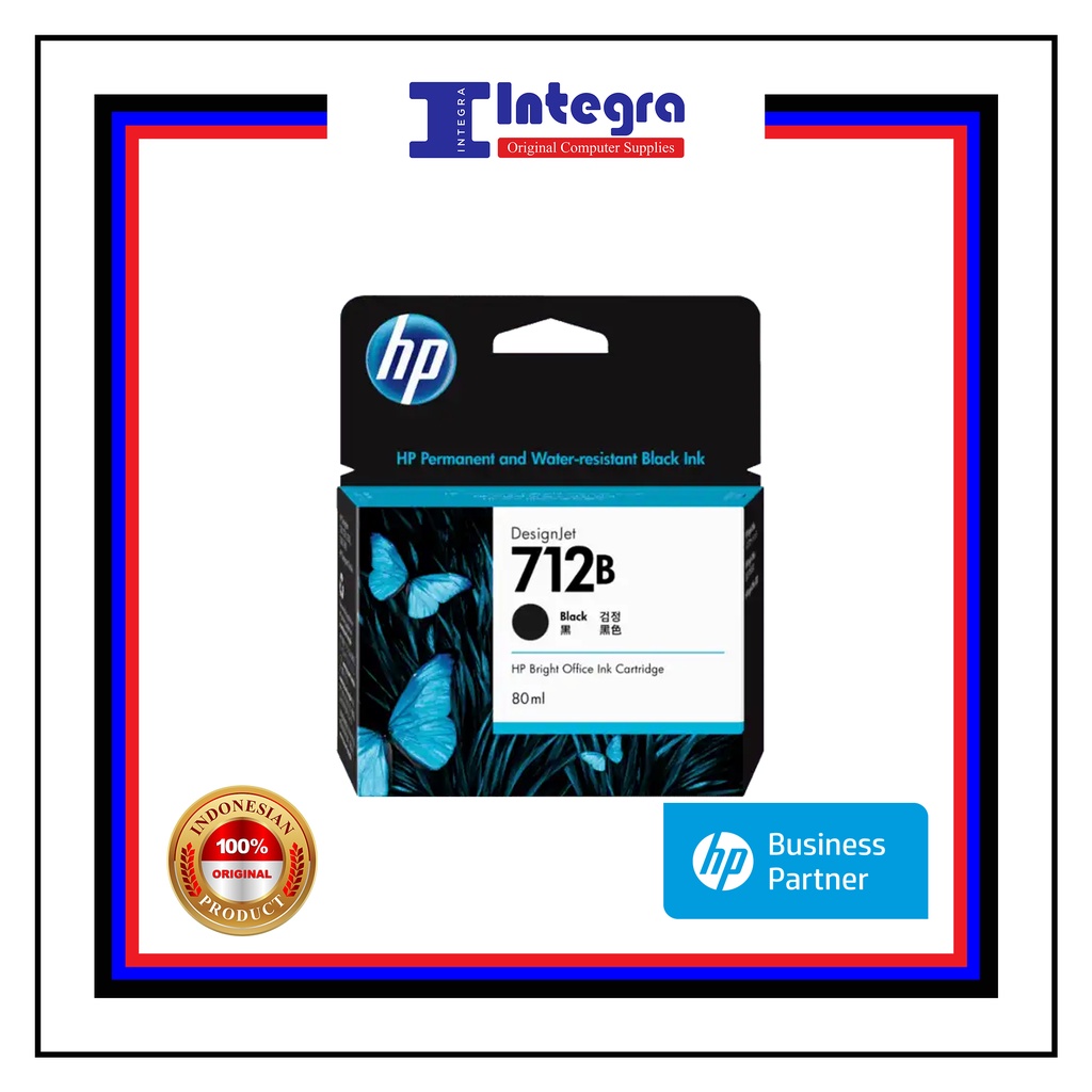 Tinta HP 712B 80ml Black / Hitam for HP DesignJet T210, T230, T250, T630, T650